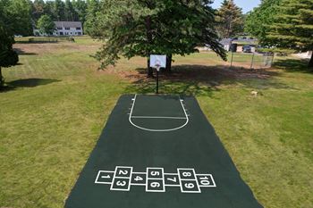 A basketball court with numbers 1-10 on it.